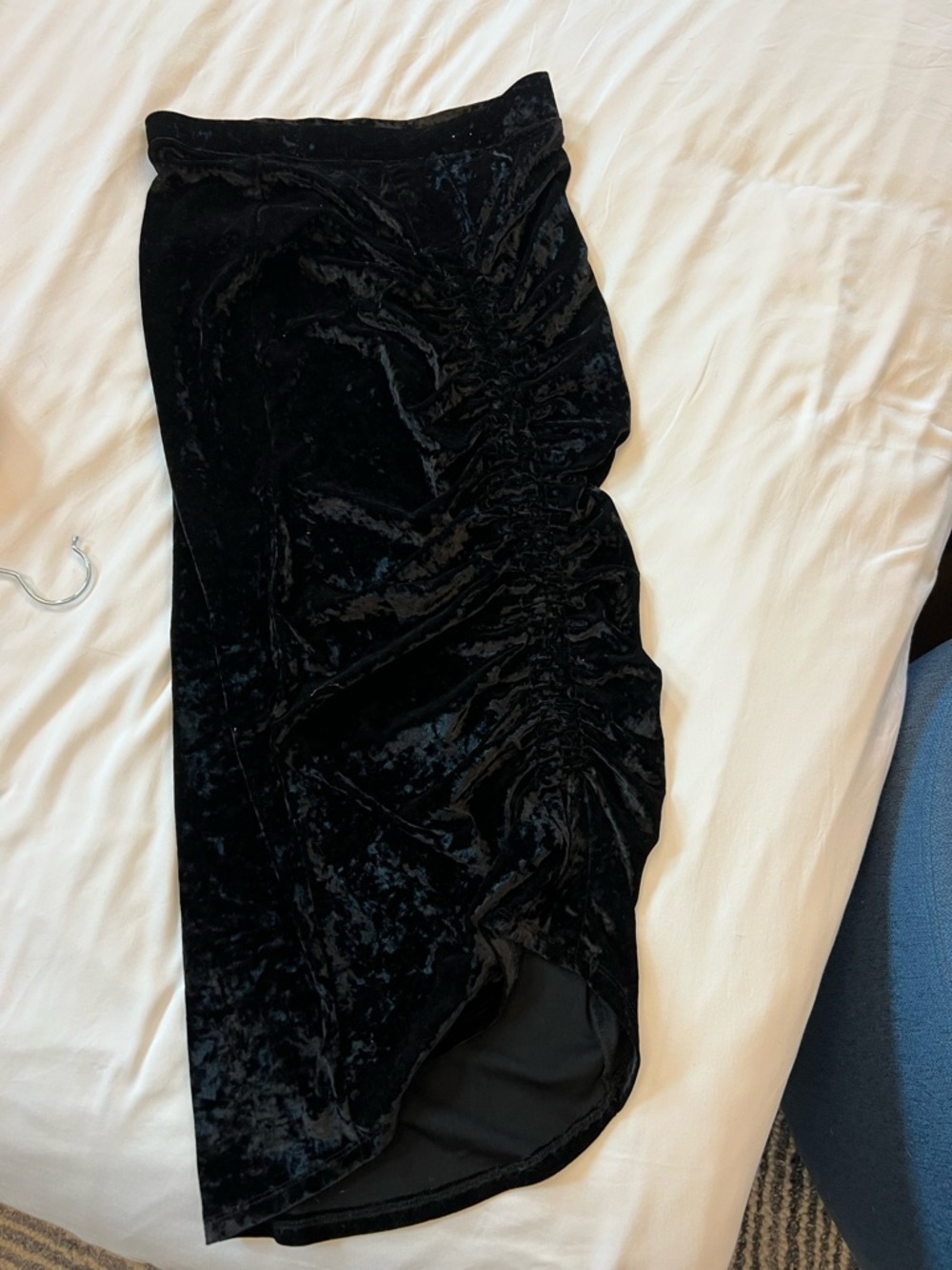 Trouvé Black Velvet Ruched Midi Skirt